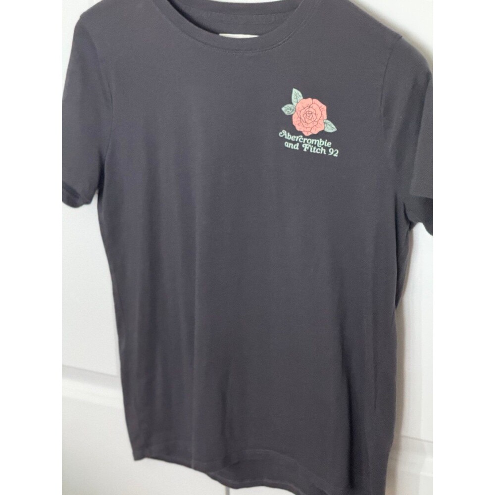 Abercrombie & Fitch Kids Brand, Dark Gray T-Shirt With Roses, Girl’s Clothing - Picture 9 of 9